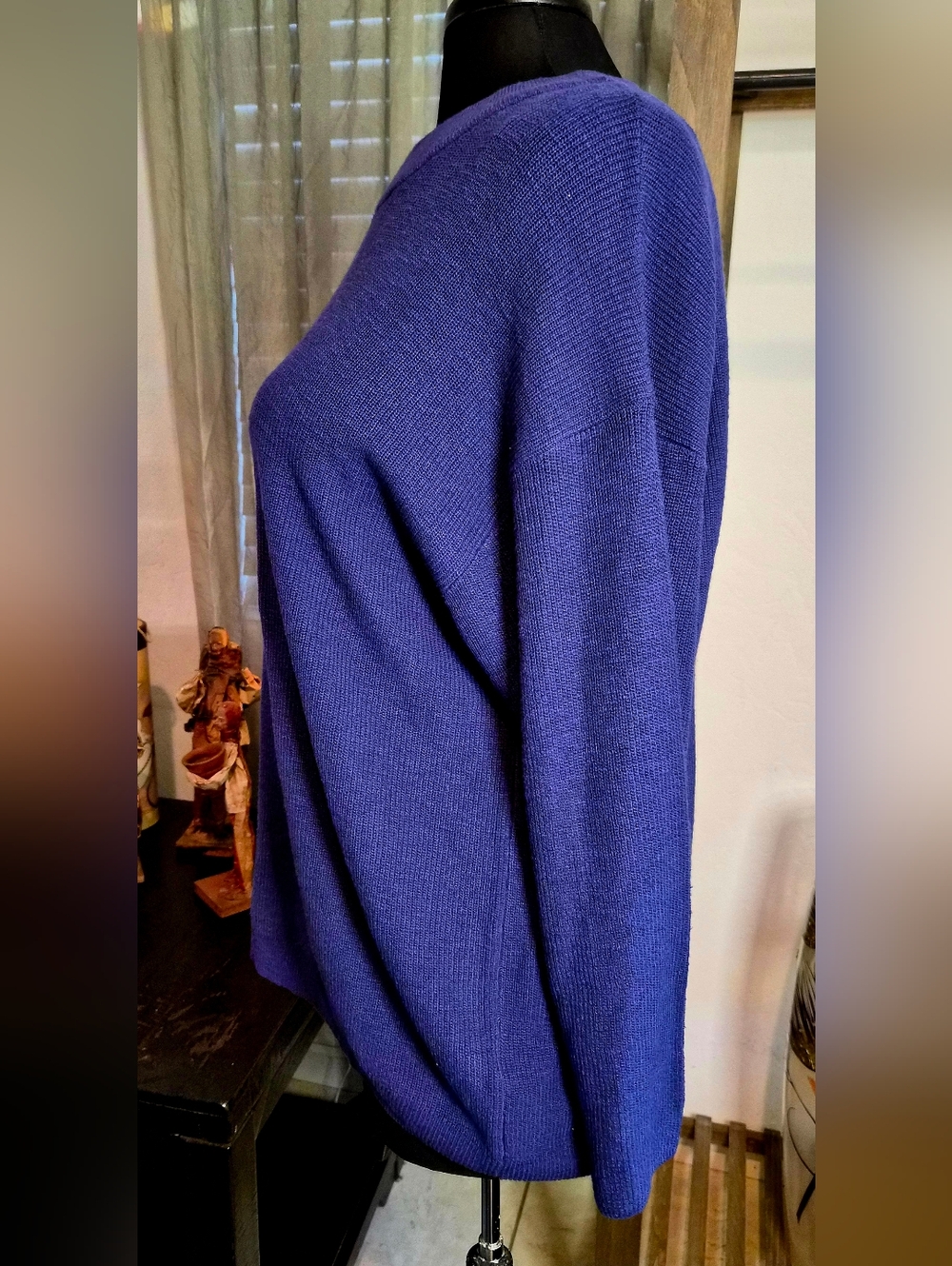 Free People Oversized Relaxed Crewneck Sweater in Navy Blue #0126 - Picture 3 of 9